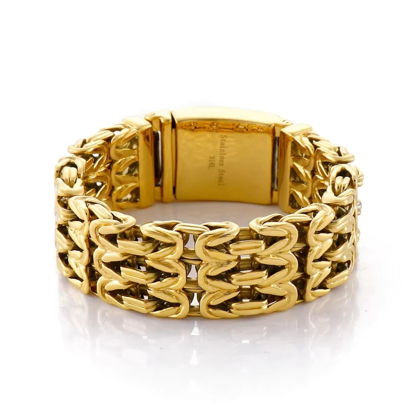 Men's New Hip-Hop Rock Style Titanium Steel Bracelet V-Shaped Hollow Design Fashionable Bangles