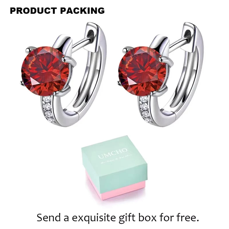 Wholesale Garnet Hoop Earrings Accent Rhodium Plated Fashion Jewelry Wholesale Bulk 925 Sterling Silver Women Earrings