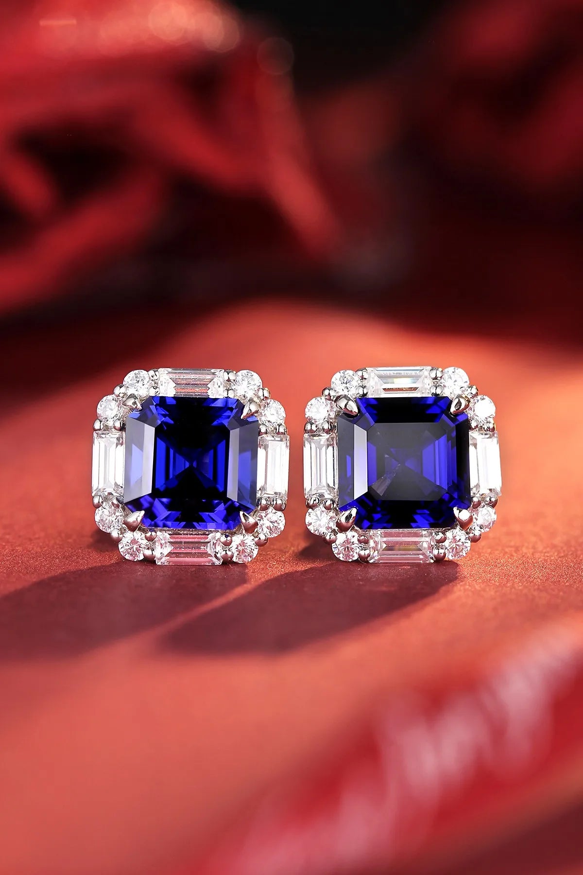 Gemfiori Anster High Quality S925 Lab Grown Sapphire Earring Stud Dainty Gemstone Stud Earrings for Women Daily Wear Gift