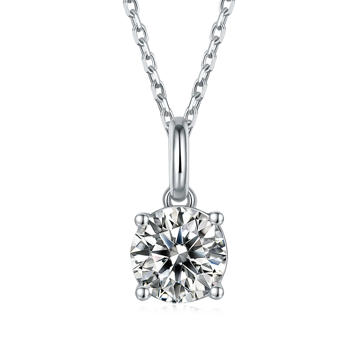 925 Sterling Silver Stud Earrings Round Moissanite Diamond Pendant Necklace Jewelry Set
