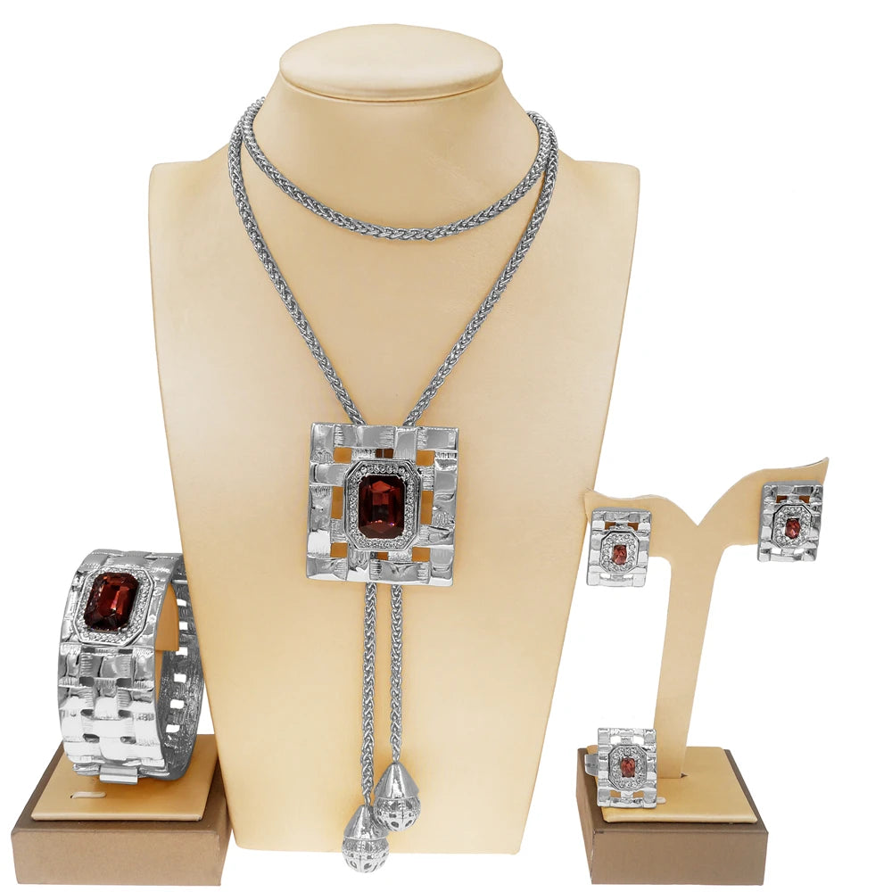 Zhuerrui Hot Selling Valentine's Day Gift Italian Gold Jewelry Necklace Big Leaf Earrings Pendant Chain Jewelry Set HA0021