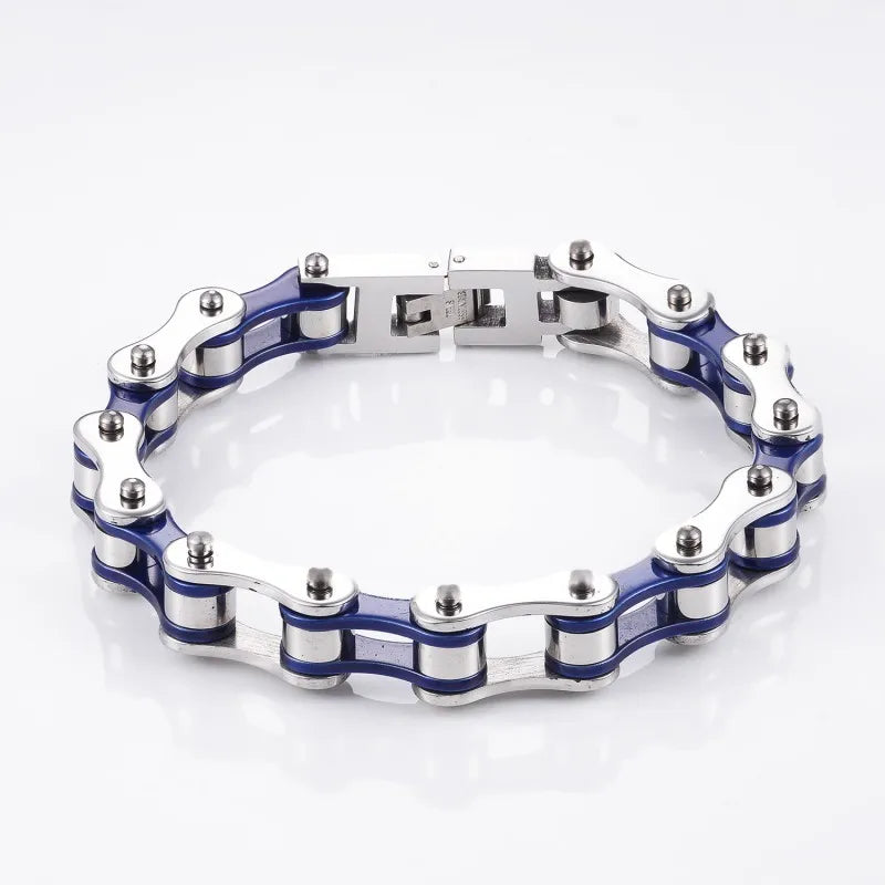 REBEL Stainless Steel Punk Style Geometric Chain Link Bracelet Rock Roll Motorcycle Bicycle Styles Matte Finis