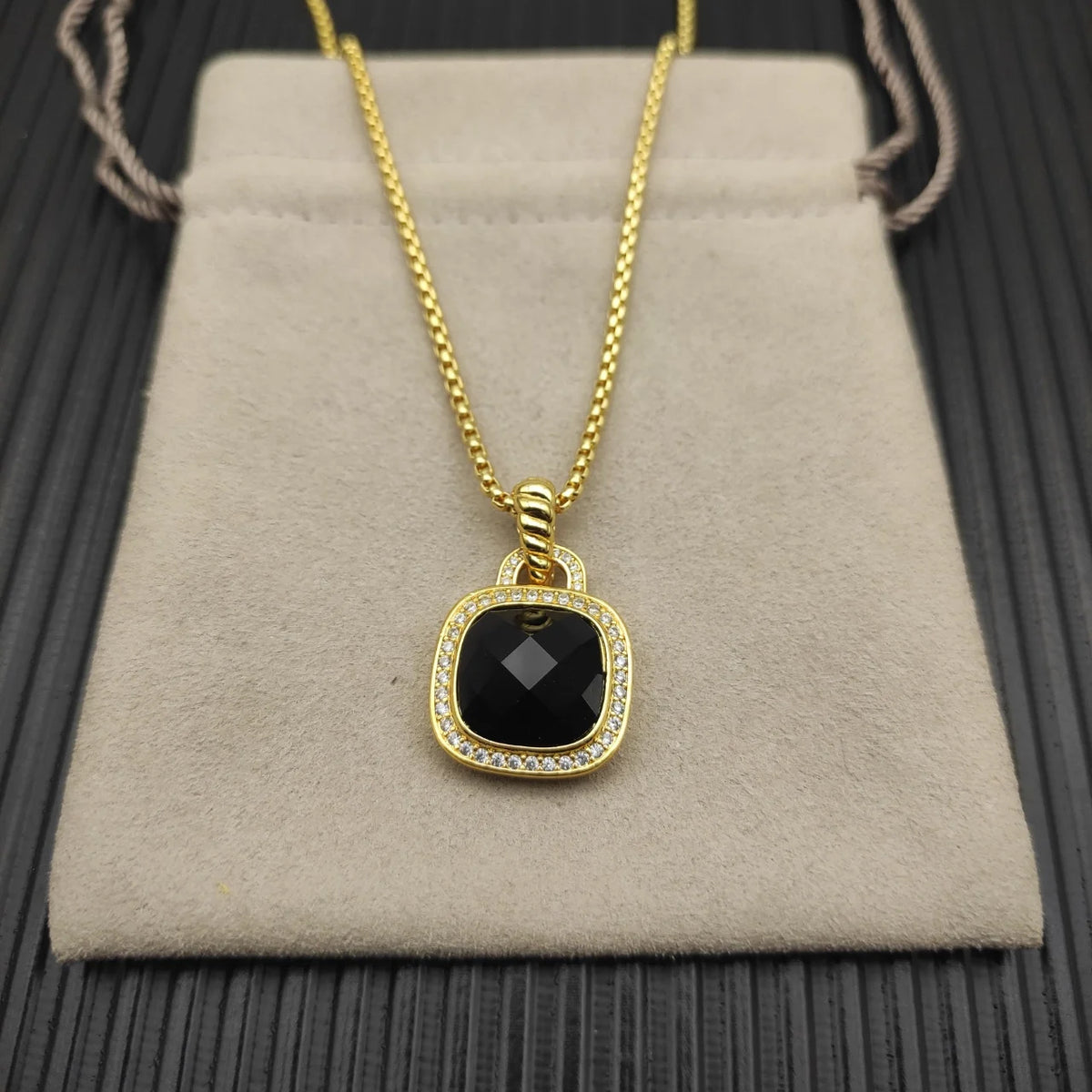 FASHIONISTA DY High-Quality Silver-Plated 14mm Square Diamond Necklace. Gold-Plated Colored Gemstone Necklace. Jewelry .