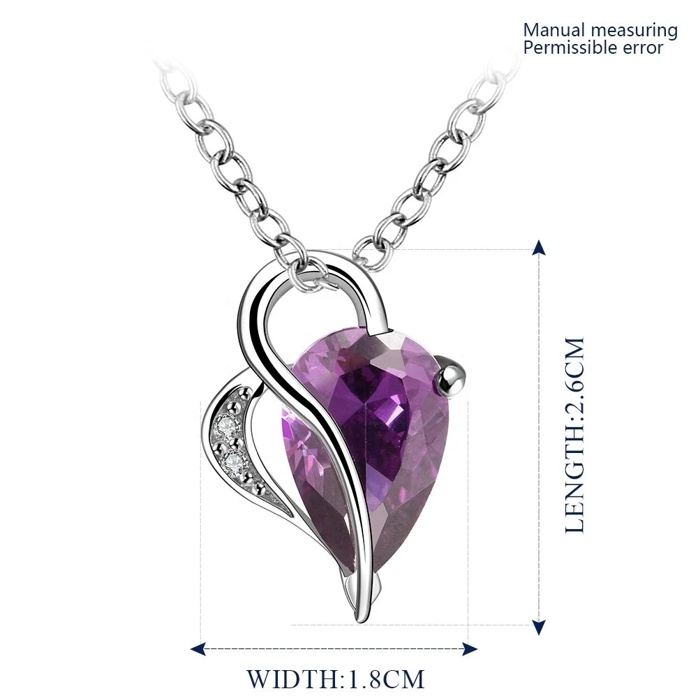 Gemfiori Luxurious Elegant Beautiful Women's Fashion Pendant Necklace Gift High Quality Ladies Wedding Party Zircon Geometric Platinum