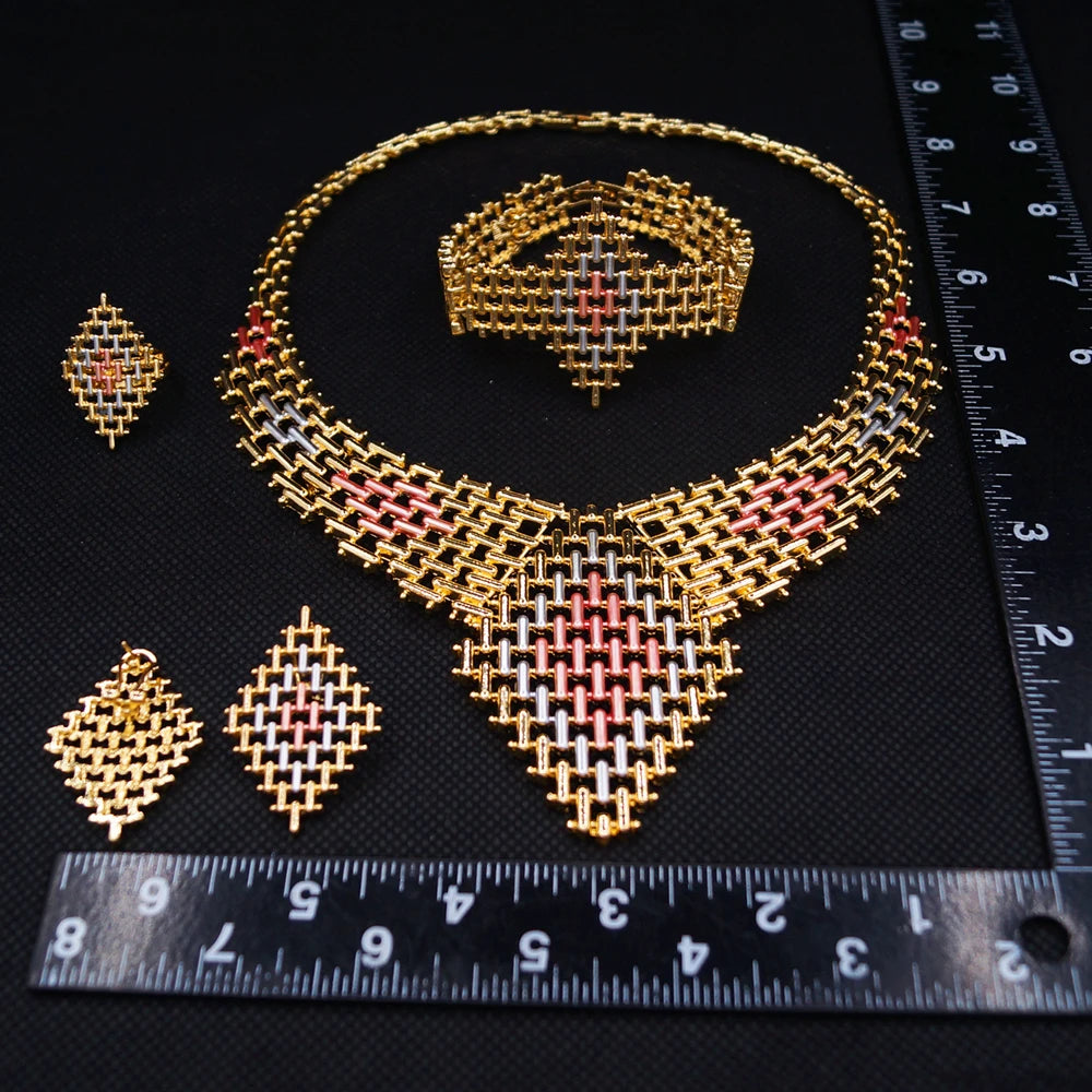 Zhuerrui Italiano Gold Designs Women Jewellery Set Party Fine Costume Jewelry Set Luxury Big Necklace Jewellery Sets I008620