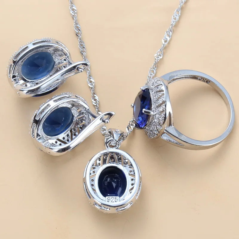 XOTICA Bridal Costume Jewelry Sets With Zirconia 925 Silver Dangle Clip Earrings and Ring 3 Piece Set for Women Wedding Gift