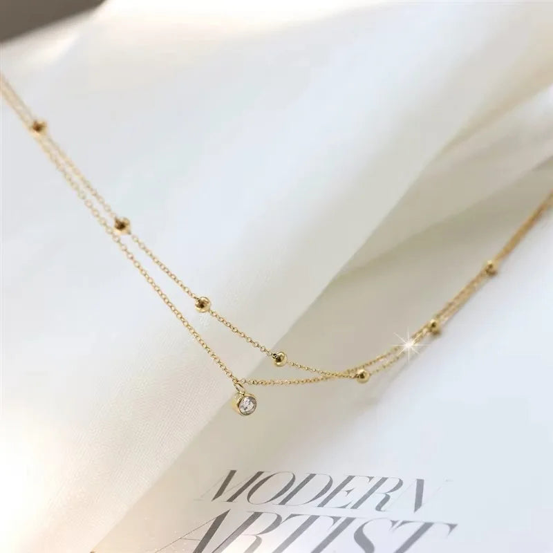 VEWANT Gold Plated Sterling Silver 925 Bohemian Zircon Ball Beaded Station Chain Anklets Adjustable for Women