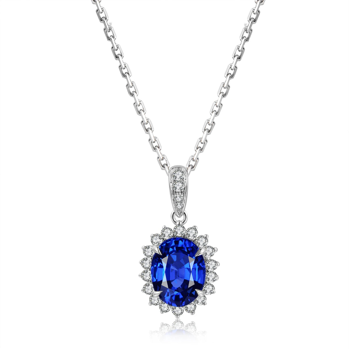ArtistA High Quality Luxury Style Oval Shape Pendant Sterling Silver Jewelry Sapphire Charm Silver S925 Necklace Women Birthday Gift