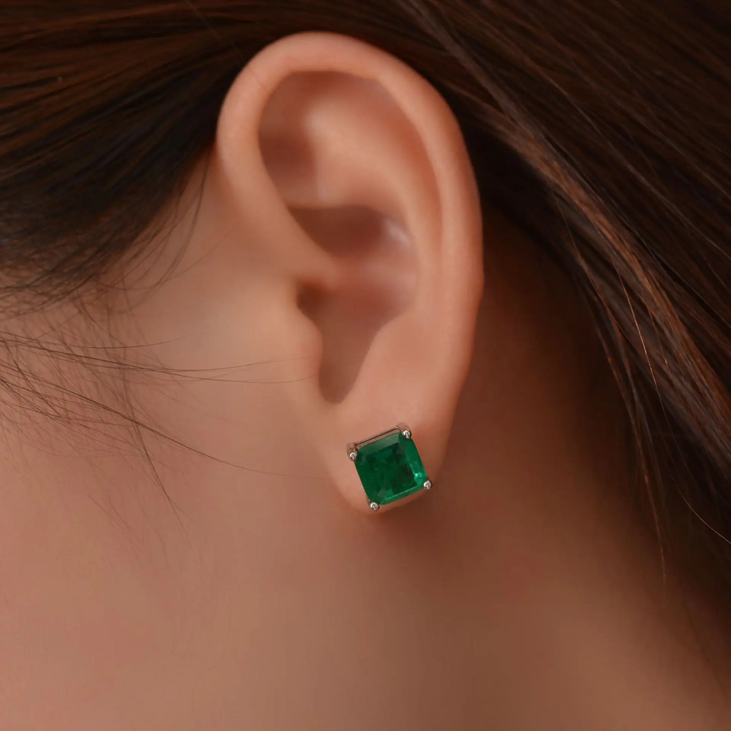 Silverelli | 925 Silver 2ct Pagoda Zircon Stud Earrings | 7×7mm Four Prong | 18K Gold Plated
