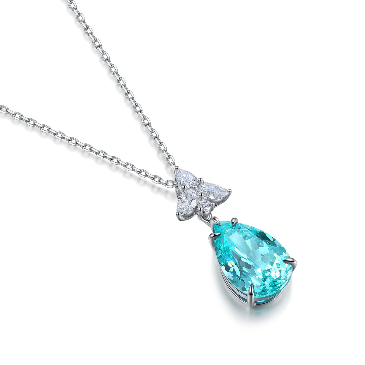 Gemfiori Anster 925 Sterling Silver High-quality Cultivated Paraiba Necklace - Suitable for Parties or As a Gift
