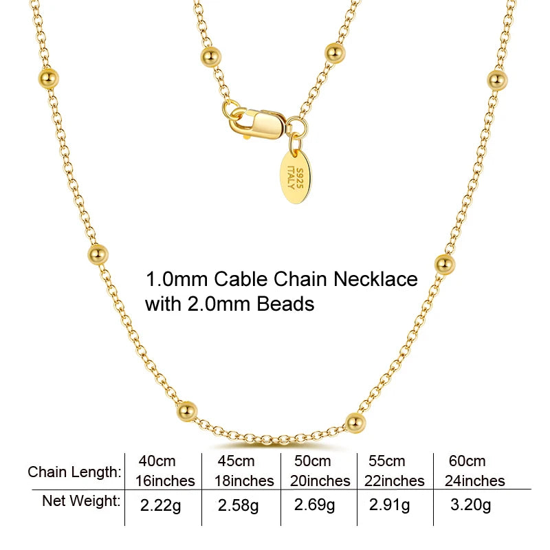 BSC-20 RINNTIN Wholesale 925 Sterling Silver Chains Gold Vermeil Jewelry