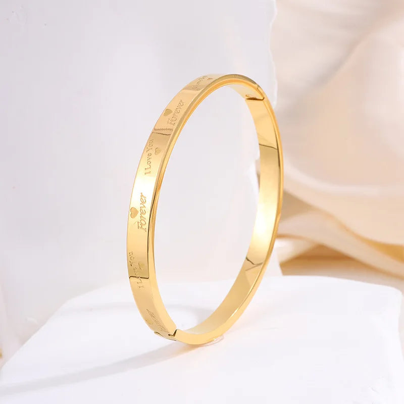 REBEL Stainless Inoxydable Stainless Steel 18K Gold Plated Roman Women Fashion Jewelry Bracelets Bangles