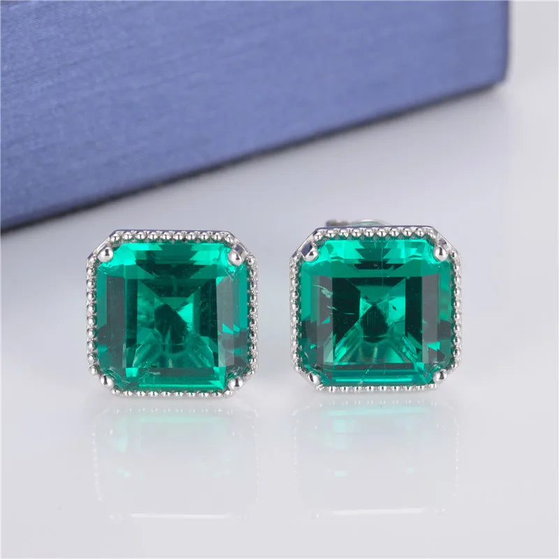 Gemfiori MSE- 515 Create Emerald Jewelry Women Custom Fashion 18K Gold Earring