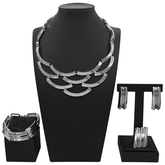 Zhuerrui Dubai Luxury Gold Plated Jewelry Set for Women 4Pcs Twisted Chain African Bridal Wedding Party Jewelry Gifts I00023