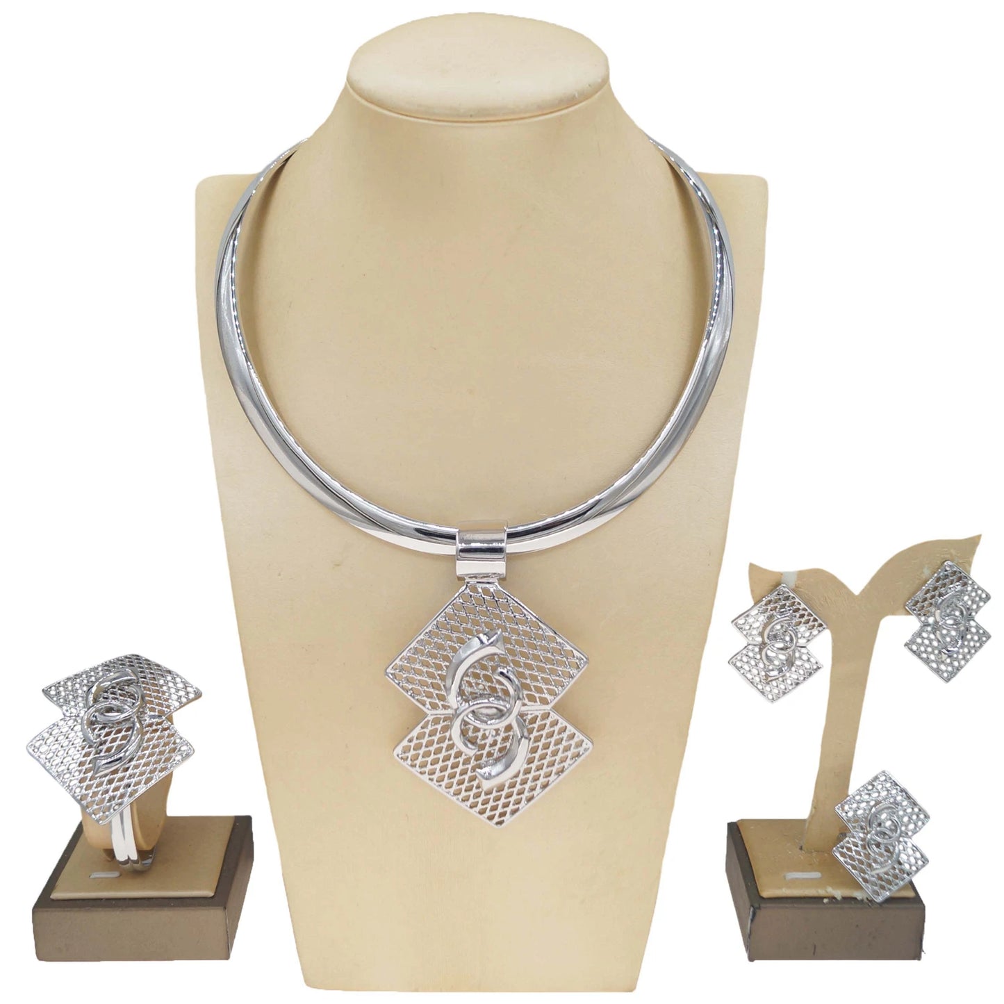 Zhuerrui Simple Gold Plated Jewelry Set Hot Selling Italian Jewelry Nigeria Wedding Engagement Ring 4-piece Gift BoxH00908