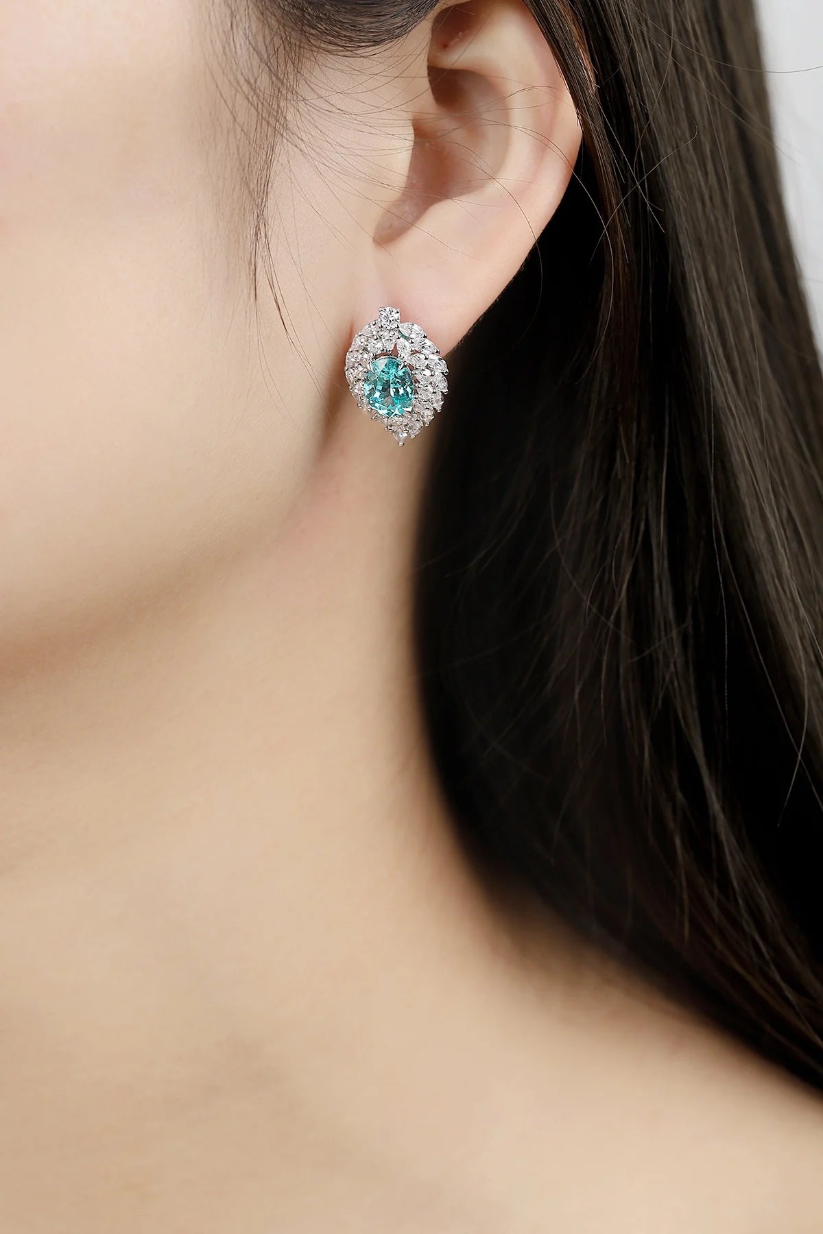 Gemfiori Anster High Quality S925 Lab Grown Paraiba Earring Stud Dainty Gemstone Stud Earrings for Women Daily Wear Gift
