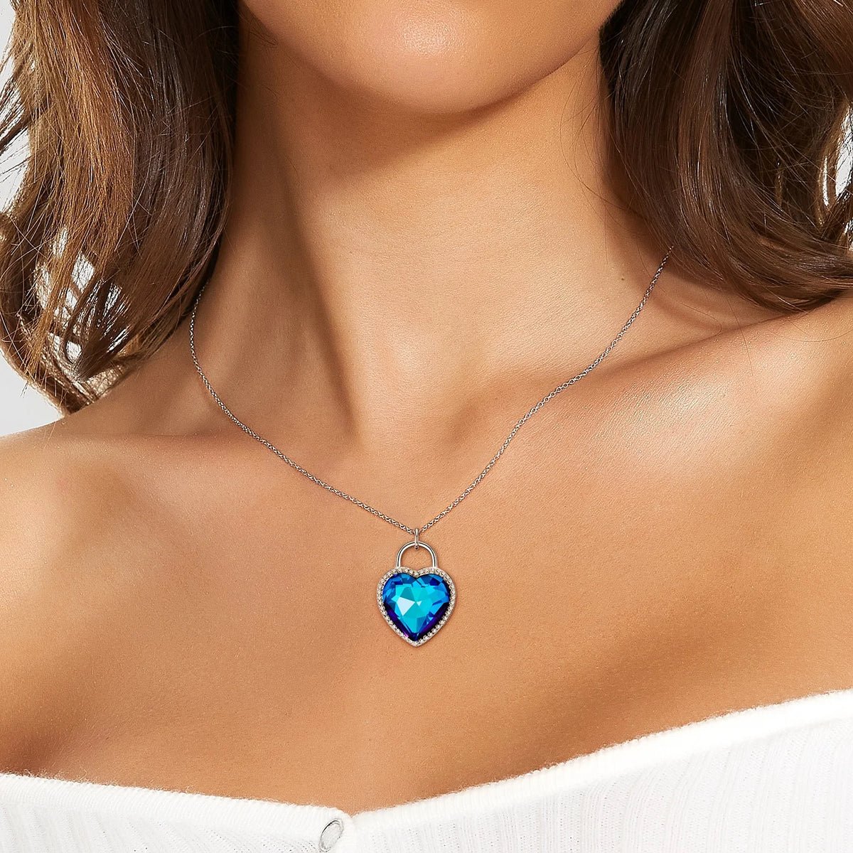 S&S Heart of the Ocean 925 Silver Zircon Jewellery Set | Necklace & Earrings | S&S Collection