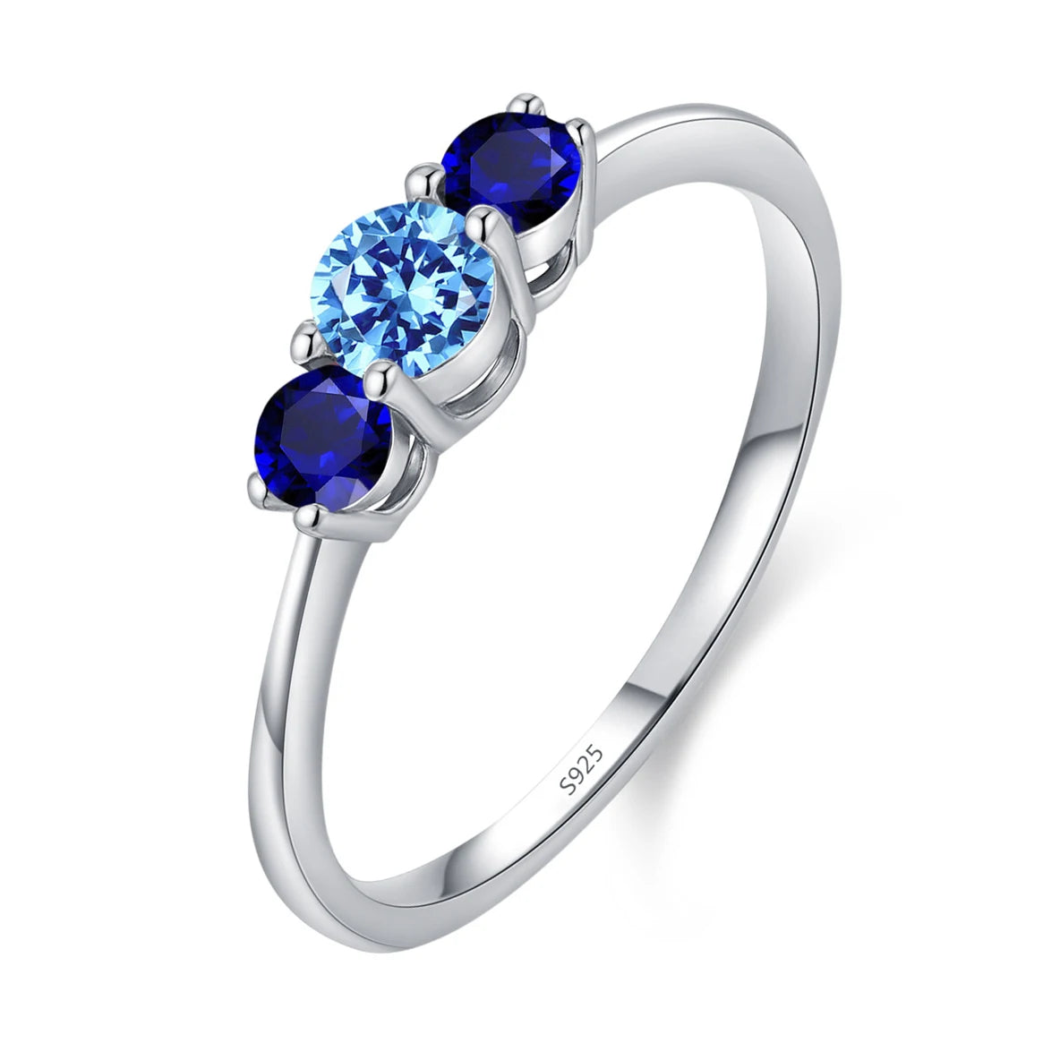Factory Direct Women 925 Sterling Silver Sapphire Iced Out Blue 5A 8A Zirconia Ring Engagement Wedding Ring Jewelry Manufacturer