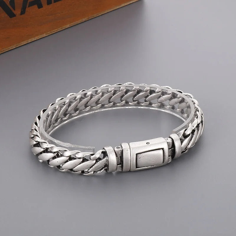 REBEL 220mm Casual Matte Surface Stainless Steel Links Bracelets for Man