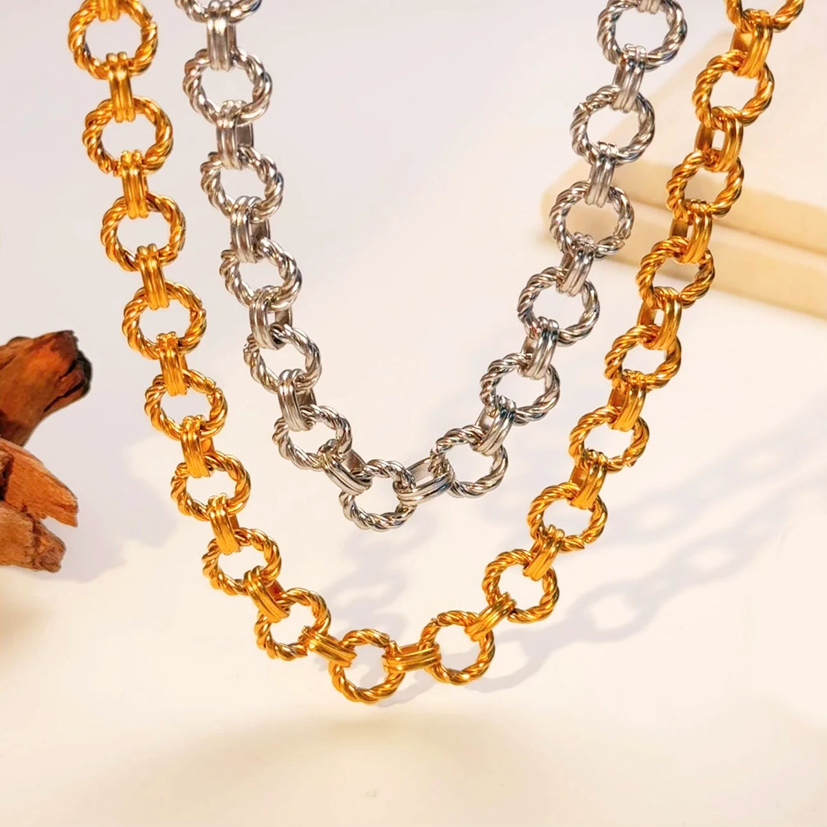 FASHIONISTA Non Tarnish Waterproof Choker Women Stainless Steel Chain Jewelry Making PVD Gold Plated Chunky Necklace DIY Handmade Link Chain