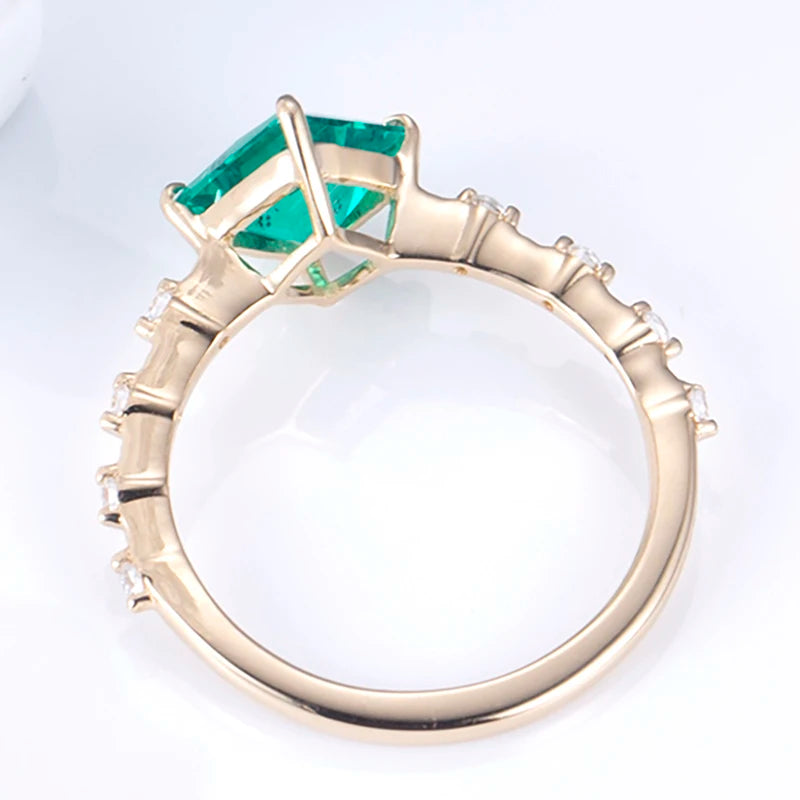 MS-607 18k Gold Custom Elegant Women  Fashion Jewelry Sample Style Square Emerald Ring