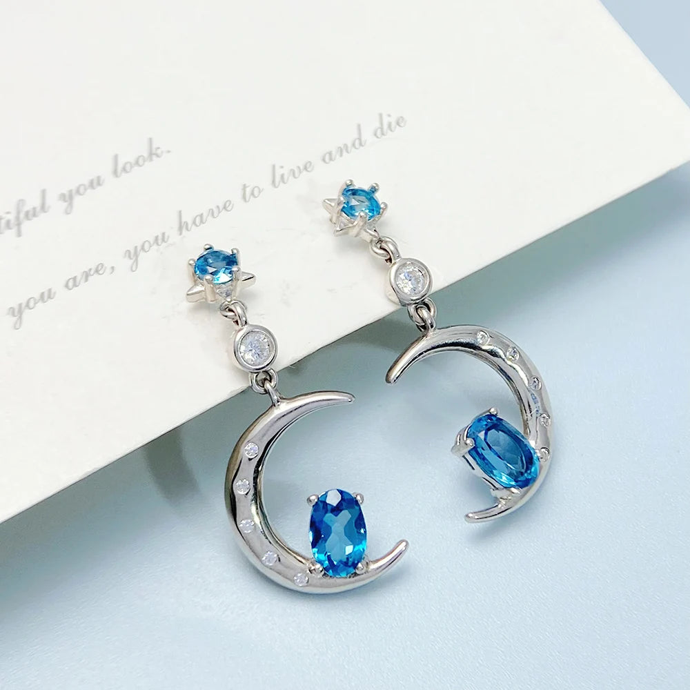 Gioiellieri Natural Topaz Earrings S925 Sterling Silver Jewelry for Women Fine Jewellery Wedding Gift Fashion Accessories Gemstones Jewels