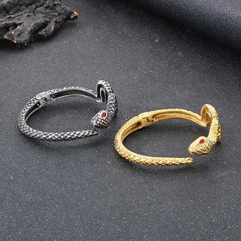 KALEN Punk Unisex Stainless Steel Fashion Bracelets Bangles Open Cuff Snake Charm Bracelets