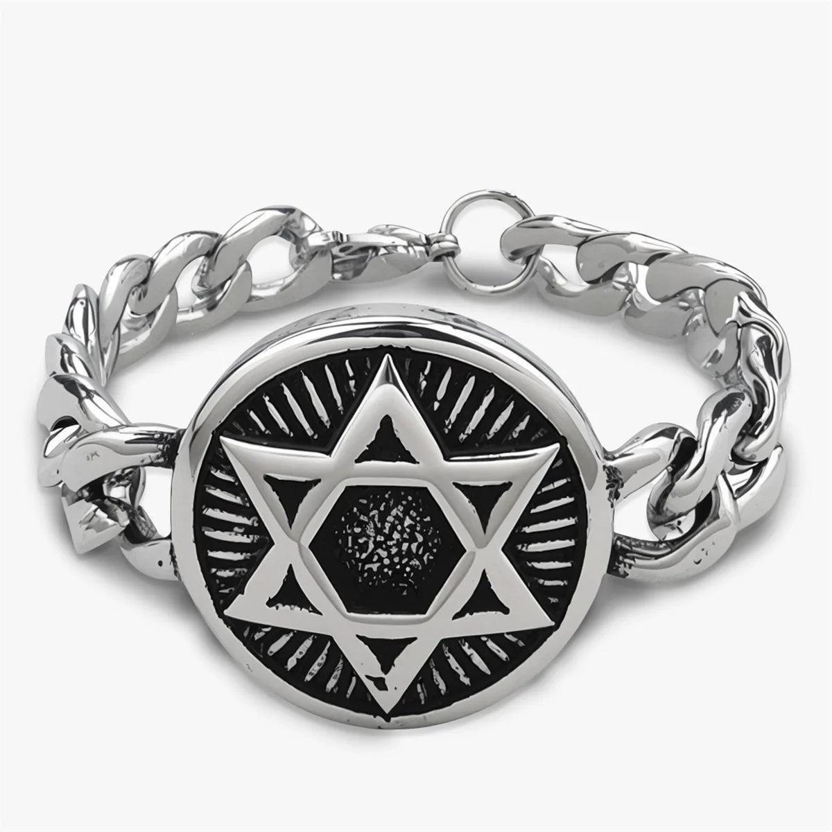 Vintage Men's Stainless Steel Bracelet Gothic Skull Celtic Knot Cross Cuban Chain Woven Braid Street Style Jewelry Gift