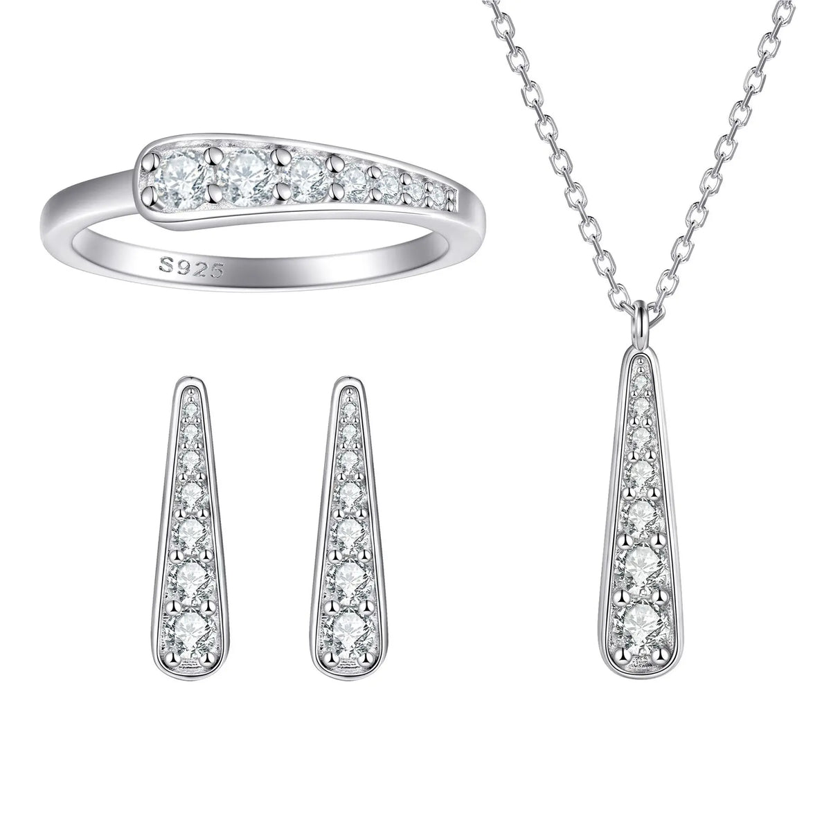 ArtistA New Arriver Fk Jewelry Set S925 Silver Necklace Wedding Wearing Women Rhodium Plated Ring Sparkle Zircon Earring Accessory