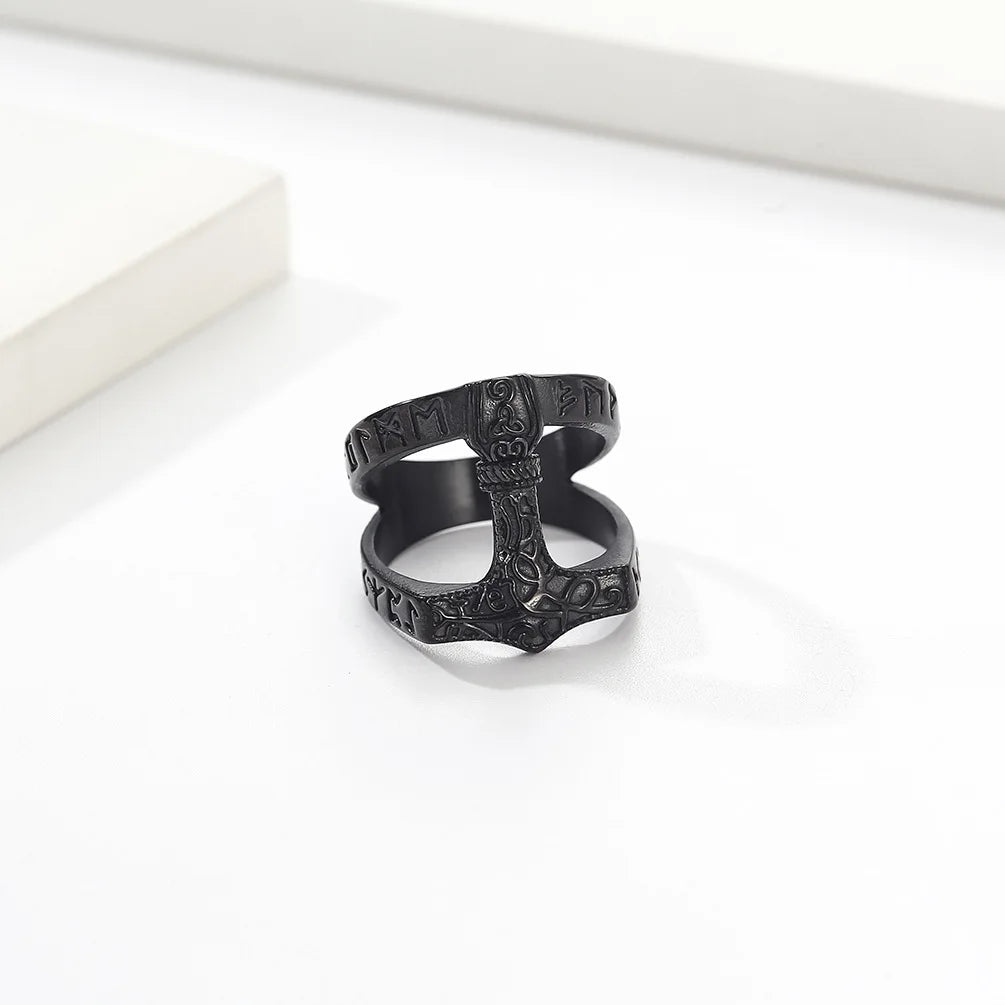 REBEL VIKING Mjolnir Thor Hammer Ring – Stainless Steel