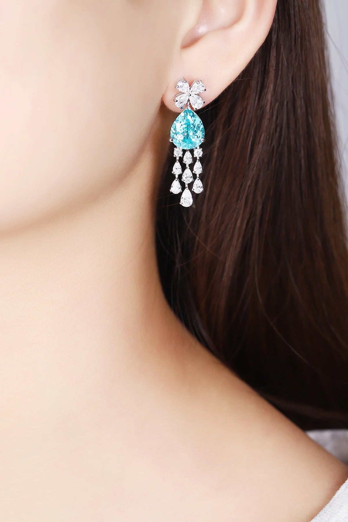 Gemfiori Anster High Quality S925 Lab Grown Paraiba Earring Stud Dainty Gemstone Stud Earrings for Women Daily Wear Gift