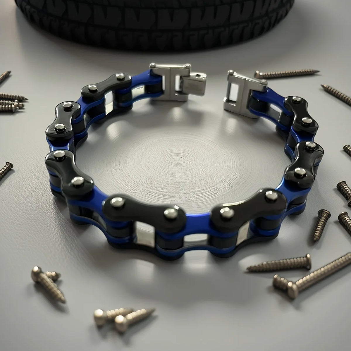 S&S Private Label Unisex Chain & Link Bicycle Motorcycle Bracelet Fashion Stainless Steel Natural Stone Trend Rock Personalized