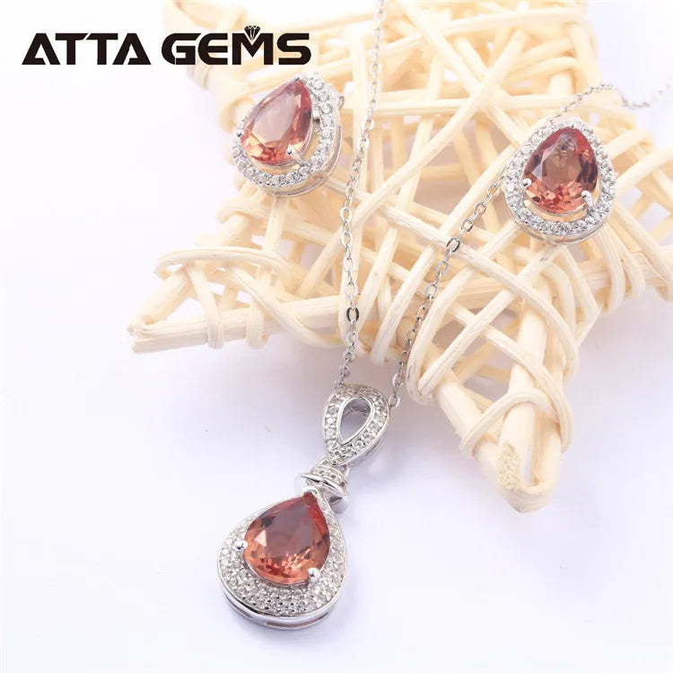 Synthetic Diaspore Zultanite Gemstone Jewelry Sets 925 Sterling Silver Ring Water Drop Earrings Necklace Wedding Gift for Women