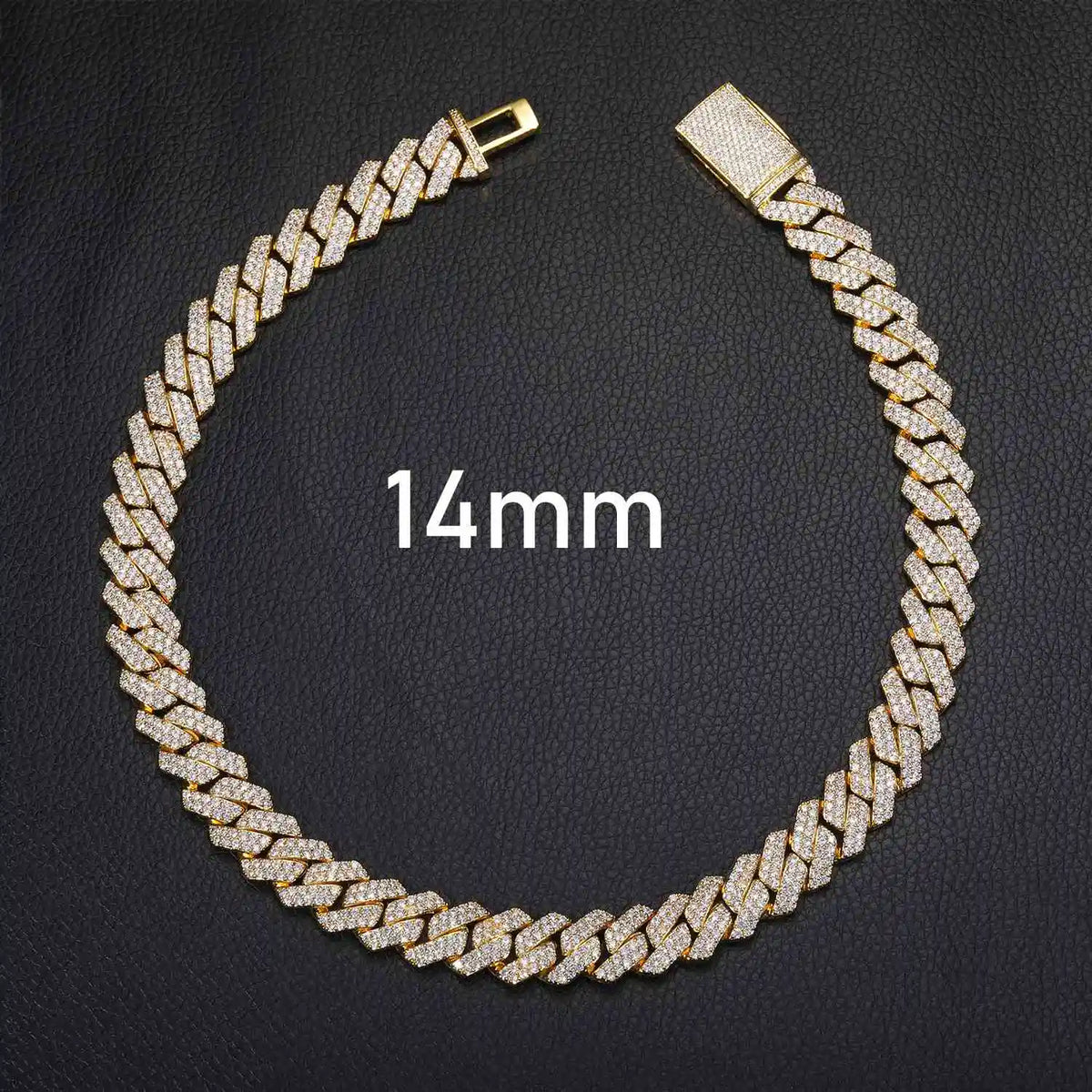 Wholesale Hip Hop Jewelry Fashion 8mm-22mm Gold Plated Brass Prong CZ Diamond Iced Out Cuban Link Chain Necklace for Men Women