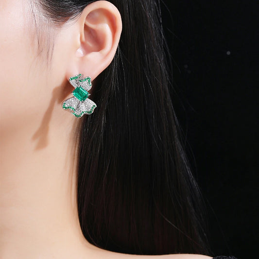 SILVERELLI Grandmother Green Stud Earrings | High Carbon Diamond | S925 Sterling Silver