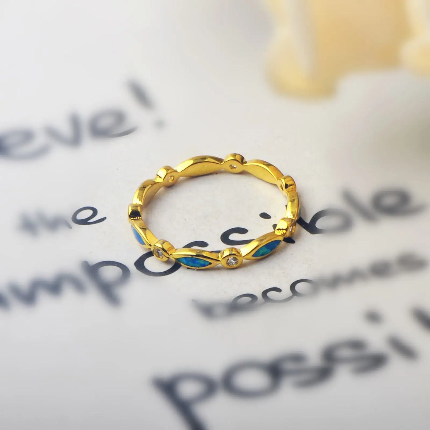 Elegant Double-Heart Opal Promise Ring -& CZ Paved Band | Romantic Daily Jewelry Bulk Gifts