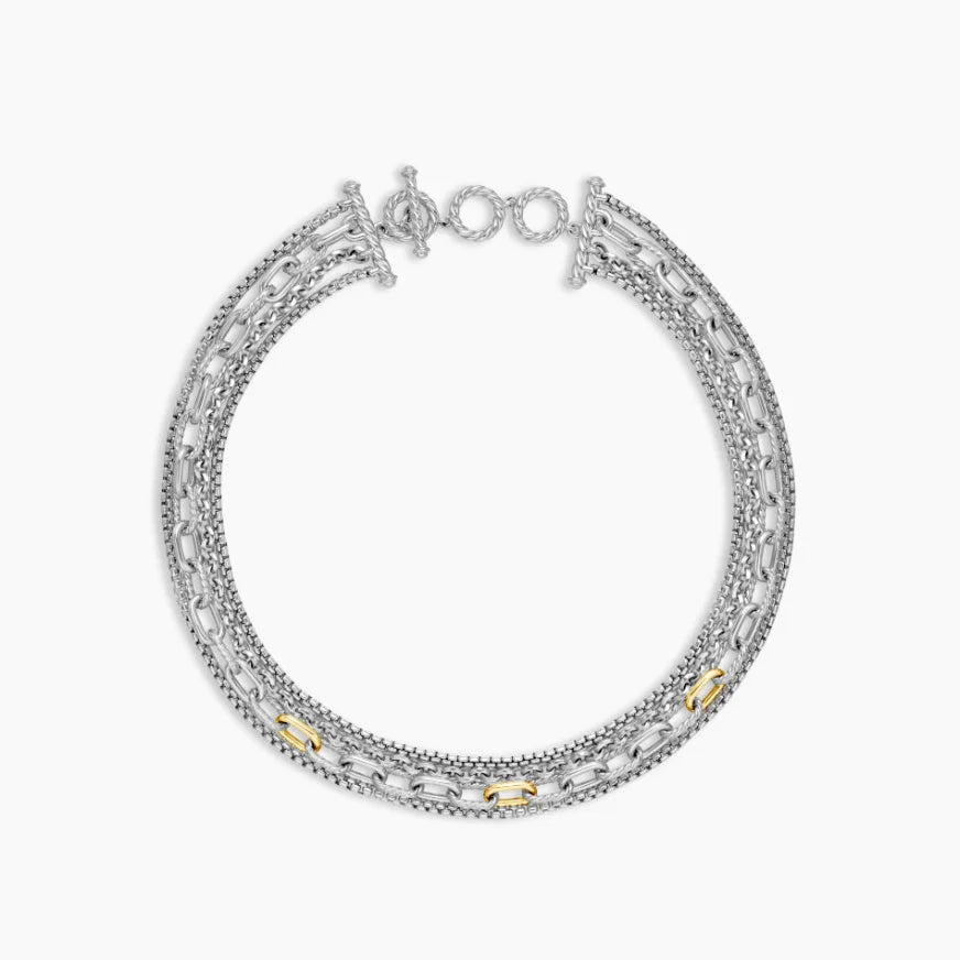 REDheart DY High-Quality Silver-Plated 29mm Multi-Chain Diamond Necklace. Gold-Plated Diamond Necklace. Jewelry .