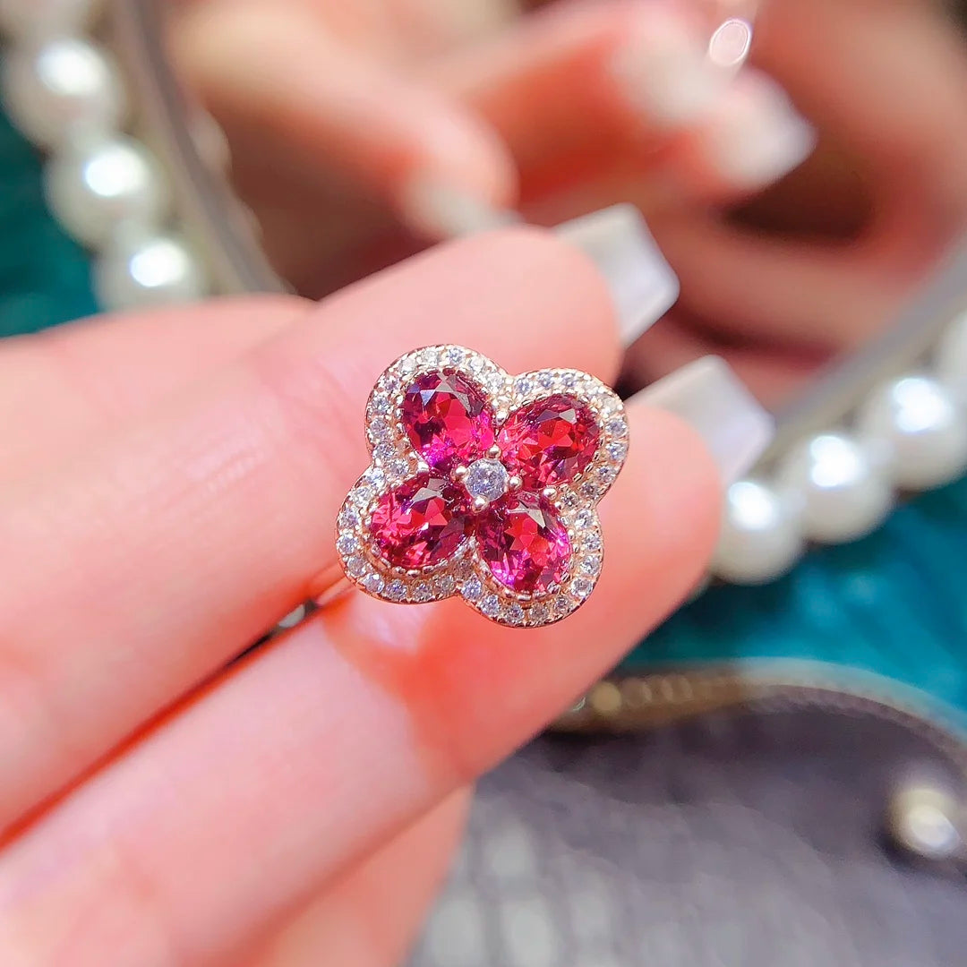 OEM ODM 925 Sterling Silver Natural Garnet Luxury European Style Vintage Two-piece Necklace Jewelry Set New Design Fashion