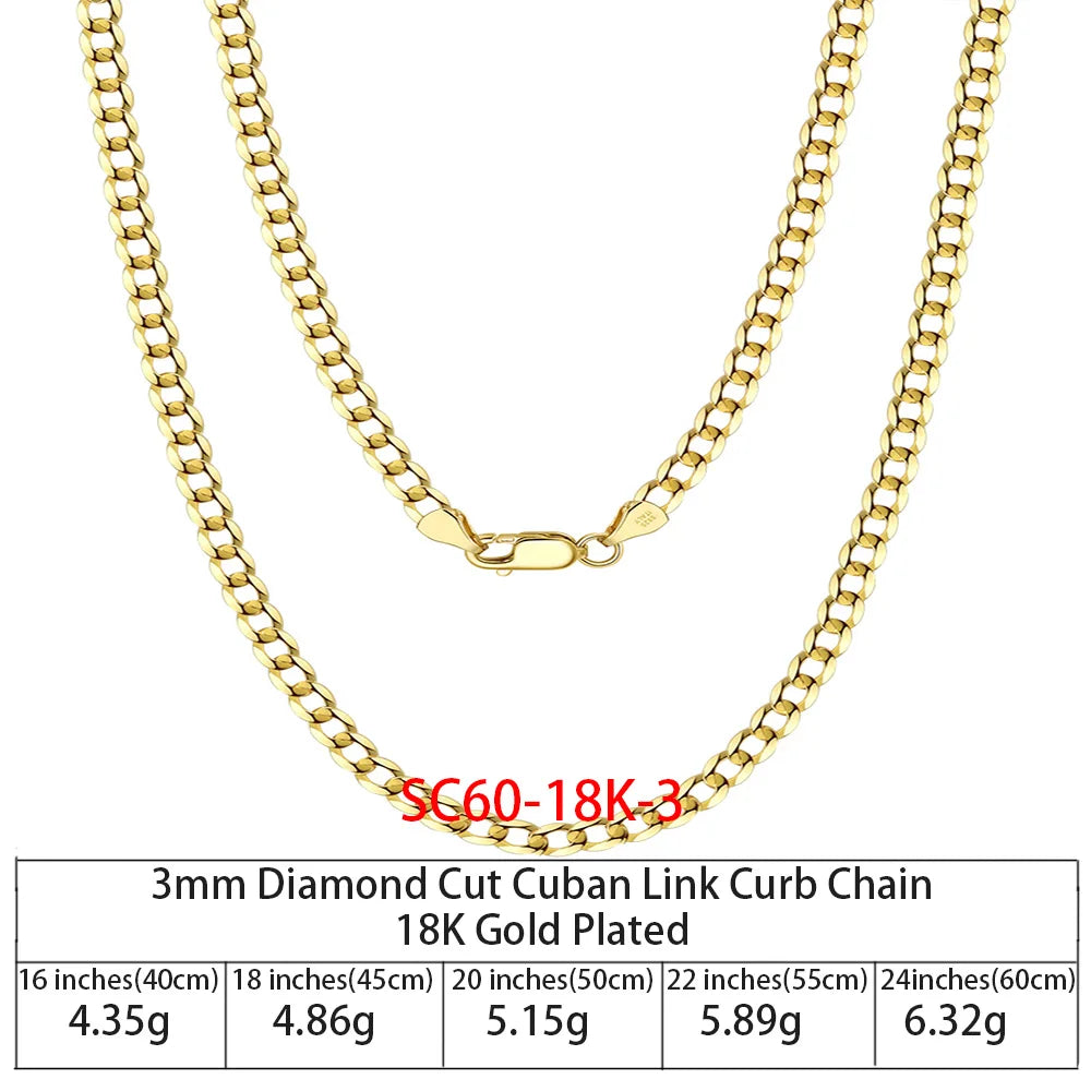 BSC-20 RINNTIN Wholesale 925 Sterling Silver Chains Gold Vermeil Jewelry
