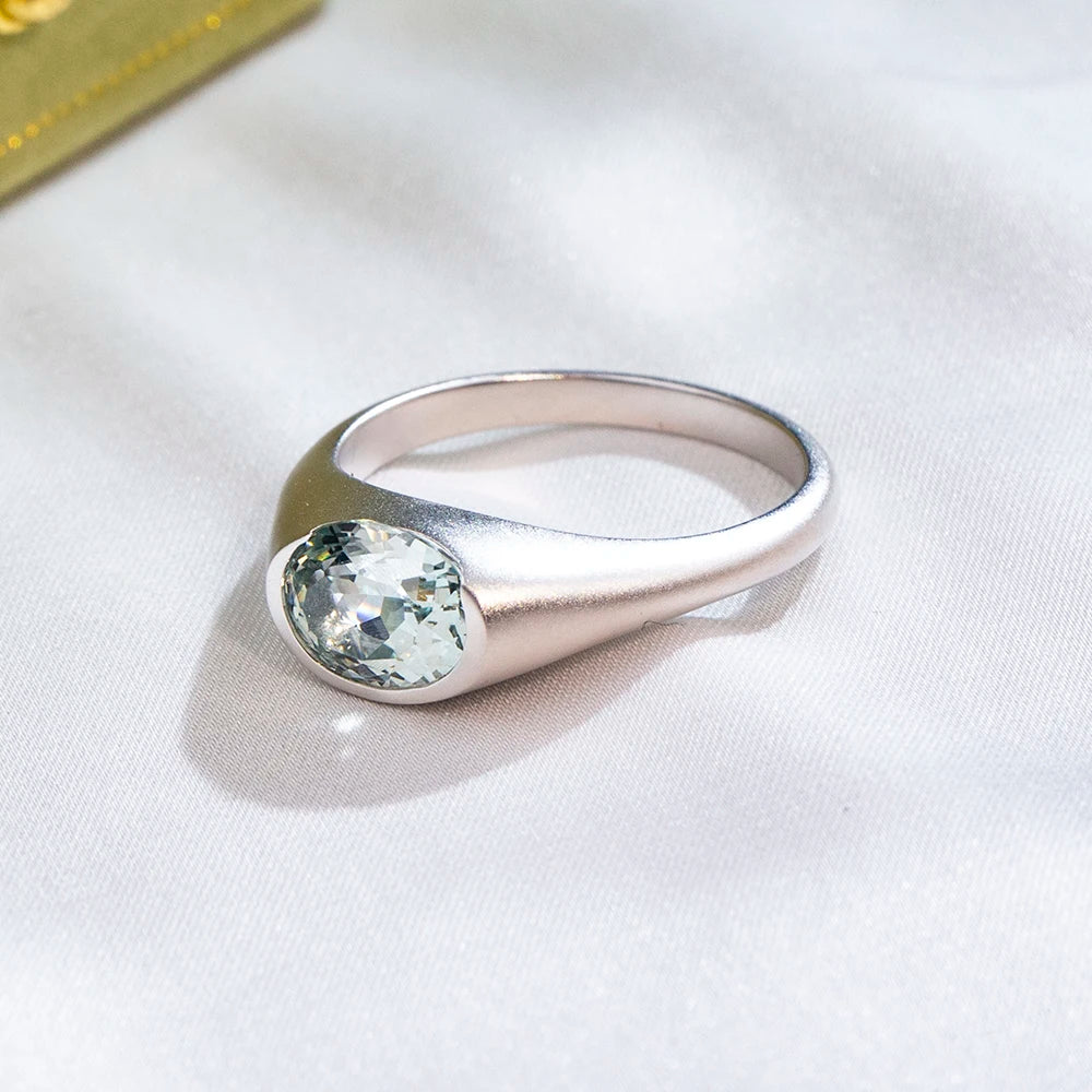 MSR-1900 Custom Fine Ring Jewelry 925 Silver Solitaire Ring Oval Cut Lab Grown Gemstone Ring