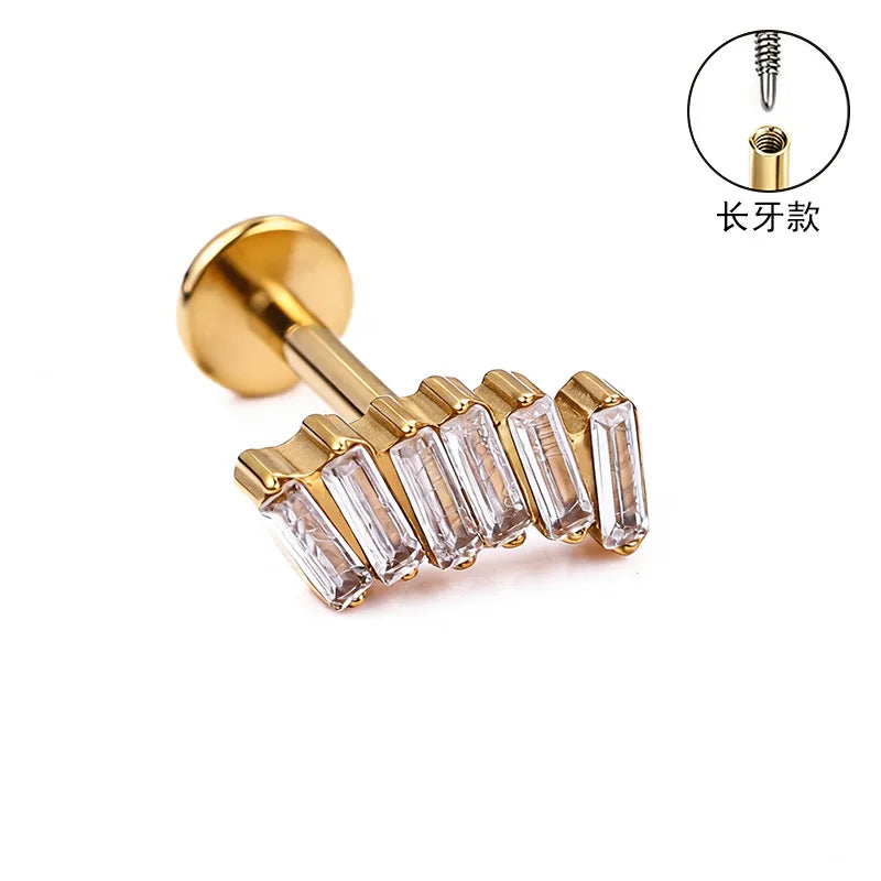 S&S ASTM F136 Titanium Zircon Helix Cartilage Stud | Gold | 31 Designs
