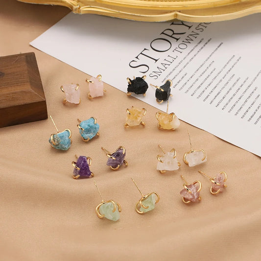 Wholesale Minimalist Turquoise Paw Natural Stone Crystal  Modern Women's Designer Earrings Fashion Luxury Earrings Jewelry