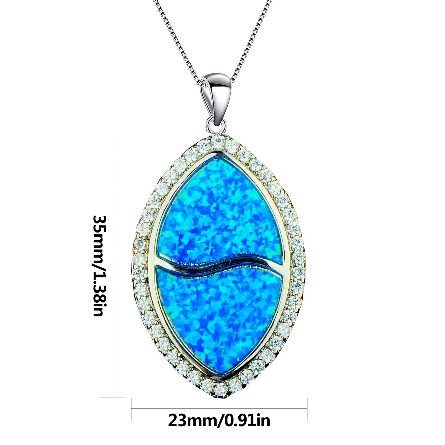 Vintage Opal Geometric Pendant Necklace Gold Plated Copper Alloy Box Chain Daily Wear Jewelry for Women Aobao
