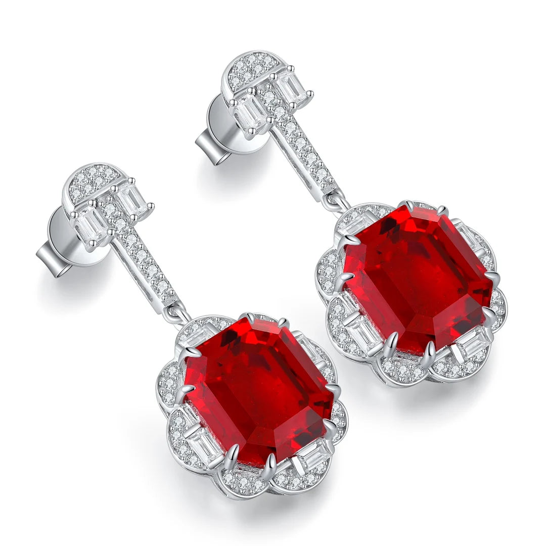 Gemfiori Anster High Quality S925 Lab Grown Ruby Earring Stud Dainty Gemstone Stud Earrings for Women Daily Wear Gift