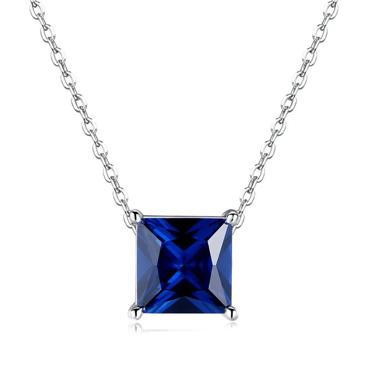 S&S 925 Silver CZ Birthstone Charm Pendant Necklace | Claw-Set Zirconia | 12 Styles