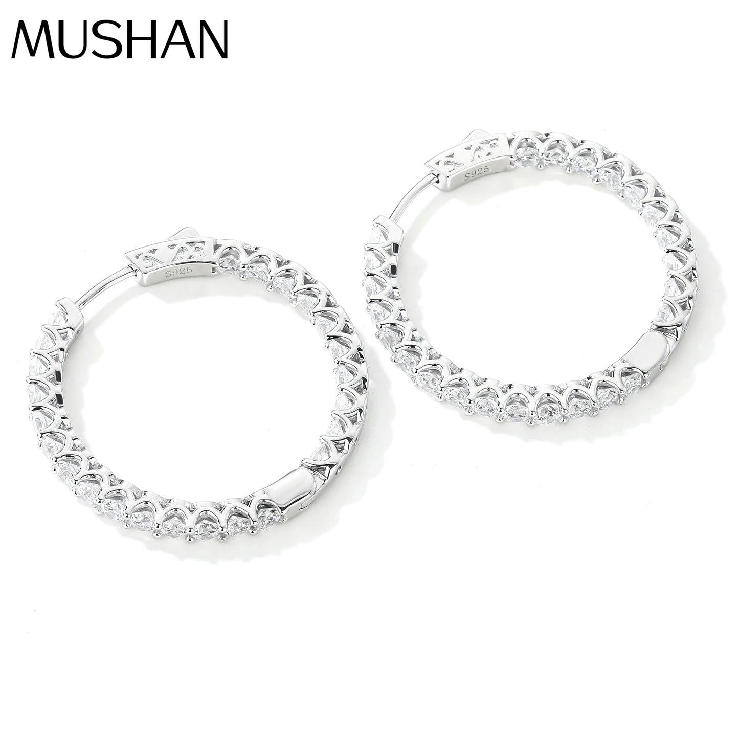 MUSHAN Jewelry Factory Large Circle Earrings Pure Silver Earrings Cross Border Bestsellers Set With High Carbon Diamonds
