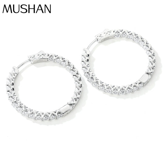 MUSHAN Jewelry Factory Large Circle Earrings Pure Silver Earrings Cross Border Bestsellers Set With High Carbon Diamonds