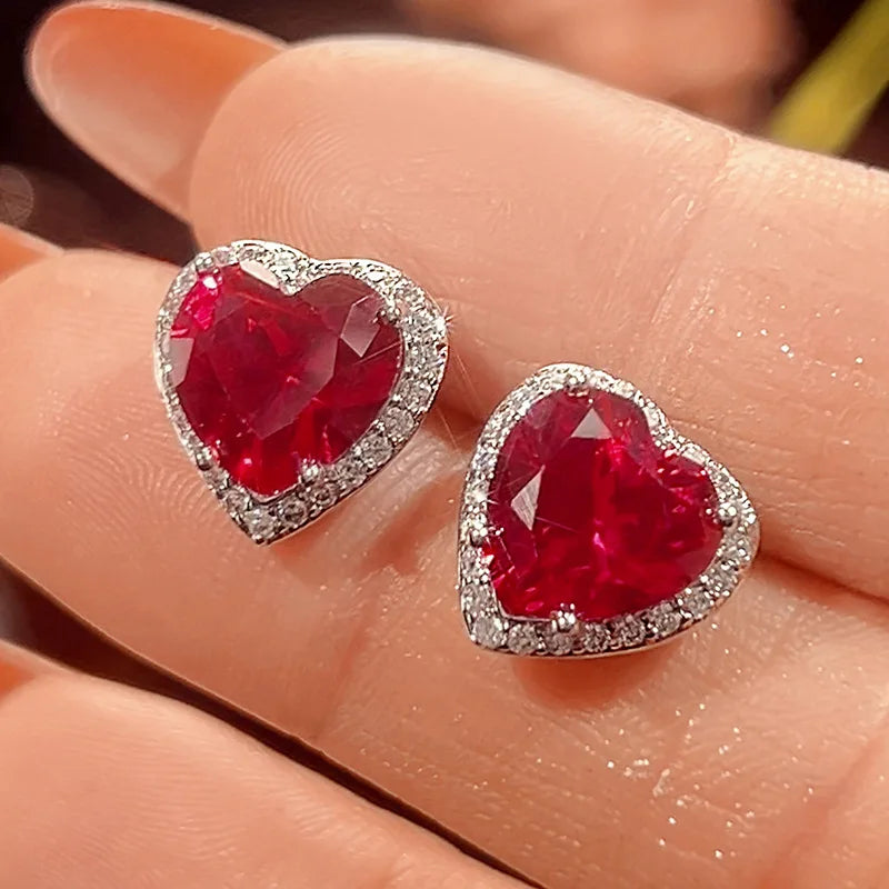 REDheart Zircon-Inlaid 18K Gold-Plated Trendy Women's Copper Bottom Simulation Blue Spike Heart Pendant Wedding Jewelry Set
