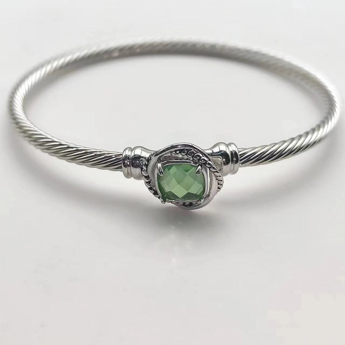 FASHIONISTA DY High-Quality Silver-Plated 3mm Square-Cut Diamond Bracelet, Colored Diamond Bracelet, Jewelry