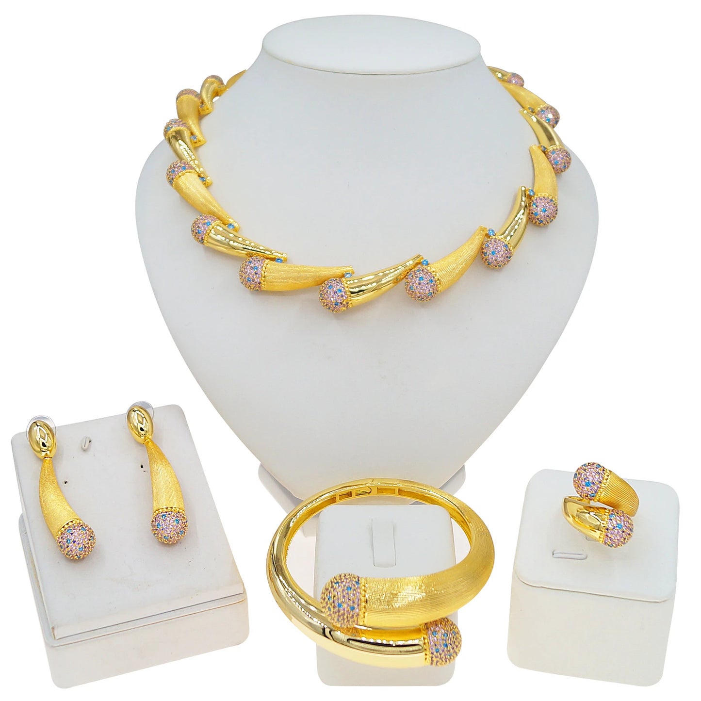 Zhuerrui New Design Sense Jewelry Set American High-end Diamond Series Ladies Classic Inheritance Wedding Four SetsHZ25014251
